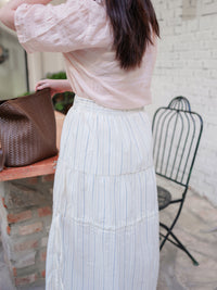 Stripe Ribbon Skirt 法式條紋層次長裙/ SK8903