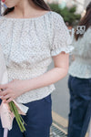 Textured Floral Shirring Top 輕柔印花壓紋荷葉邊上衣/ TP9179
