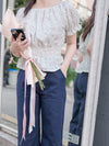 Textured Floral Shirring Top 輕柔印花壓紋荷葉邊上衣/ TP9179