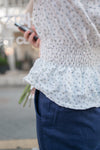Textured Floral Shirring Top 輕柔印花壓紋荷葉邊上衣/ TP9179