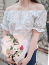 Textured Floral Shirring Top 輕柔印花壓紋荷葉邊上衣/ TP9179