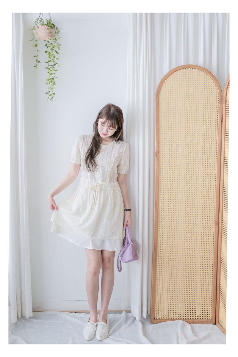 Lace Chiffon Dress 蕾絲膝上雙層連身裙/ DS9959