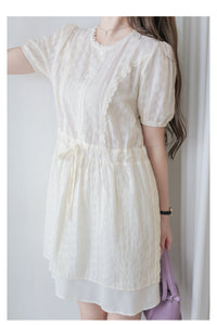 Lace Chiffon Dress 蕾絲膝上雙層連身裙/ DS9959