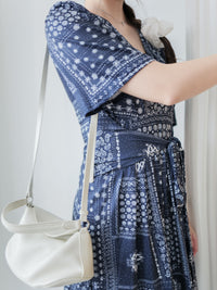 Ethnic Dress 防皺彈性幾何圖案連衣裙/ DS9958 (white sold out)