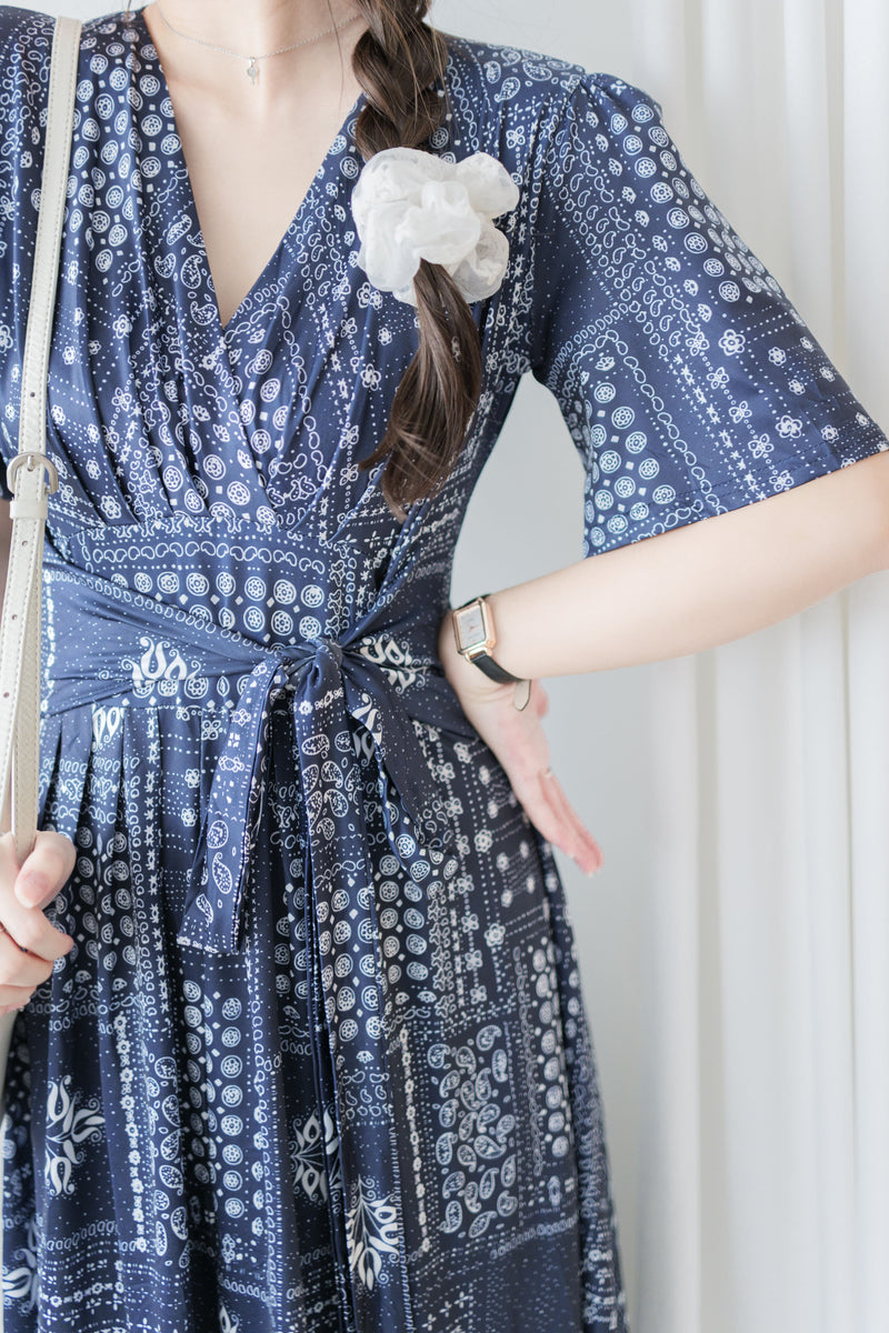 Ethnic Dress 防皺彈性幾何圖案連衣裙/ DS9958 (white sold out)
