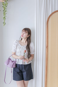 Dora Blouse 花邊領口橡筋腰上衣/ TP9168 (white sold out)