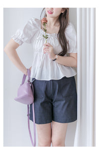 Dora Blouse 花邊領口橡筋腰上衣/ TP9168 (white sold out)