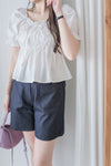 Dora Blouse 花邊領口橡筋腰上衣/ TP9168 (white sold out)