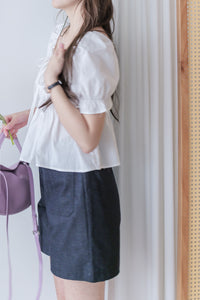 Dora Blouse 花邊領口橡筋腰上衣/ TP9168 (white sold out)