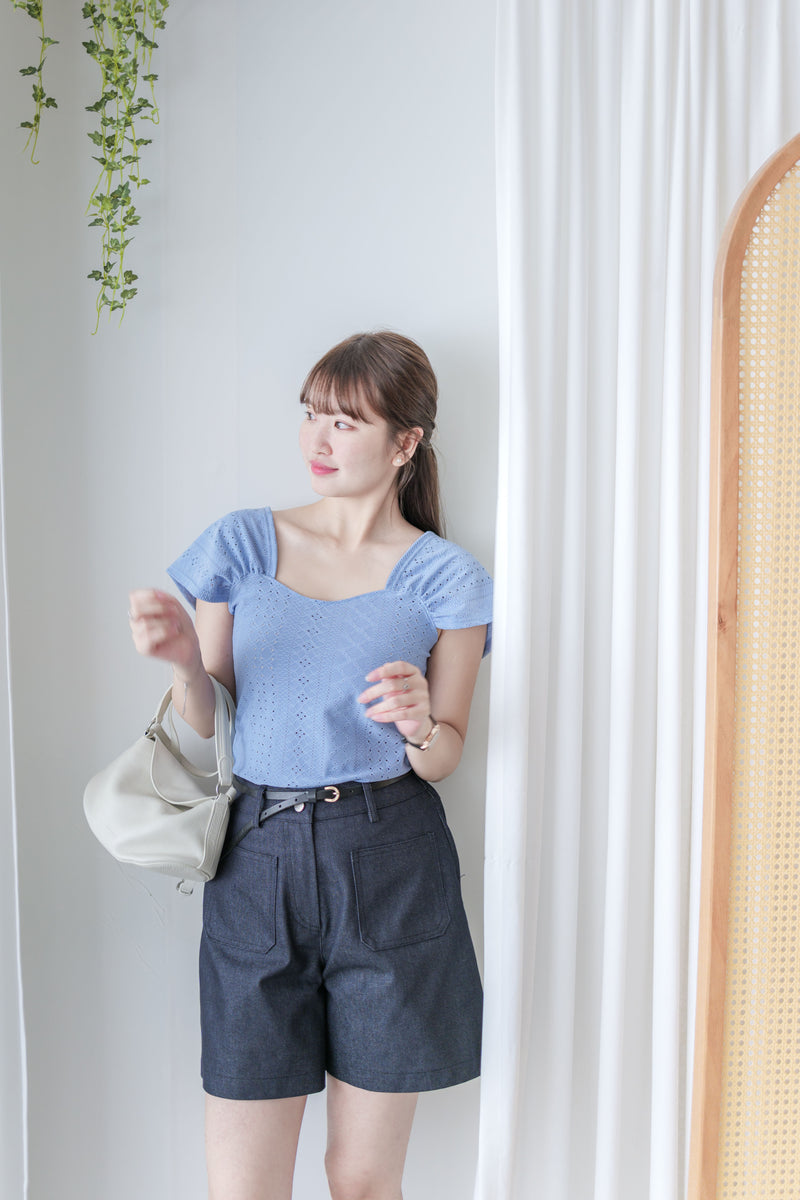 Rhombus Top 菱格花紋百搭彈性上衣/ TP9173 (white sold out)