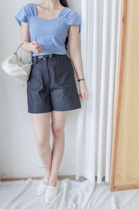 Denim shorts 西裝褲感高質挺牛仔棉短褲/ PT8466 (pre-order 8月10日截單）