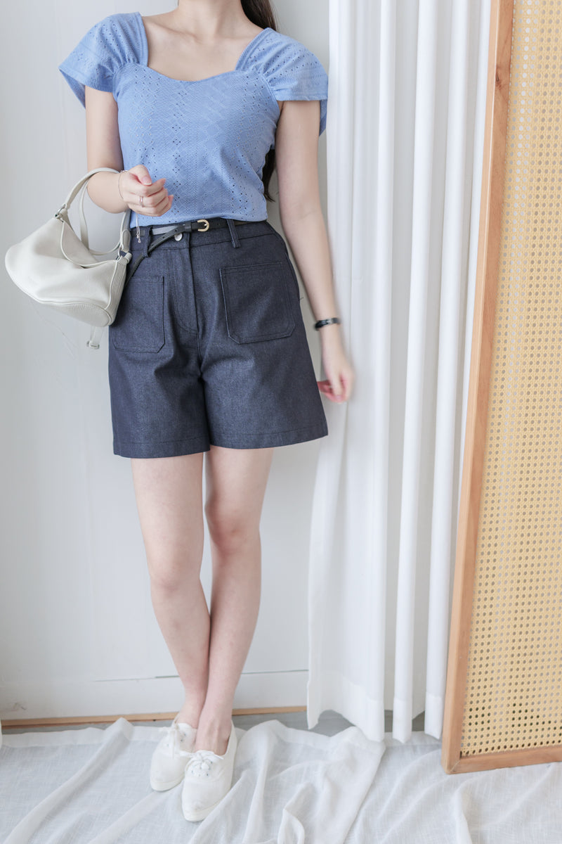 Denim shorts 西裝褲感高質挺牛仔棉短褲/ PT8466 (pre-order 8月10日截單）