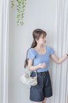 Rhombus Top 菱格花紋百搭彈性上衣/ TP9173 (white sold out)