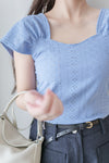 Rhombus Top 菱格花紋百搭彈性上衣/ TP9173 (white sold out)