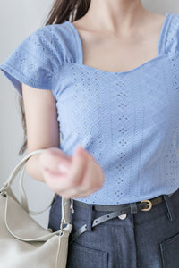 Rhombus Top 菱格花紋百搭彈性上衣/ TP9173 (white sold out)