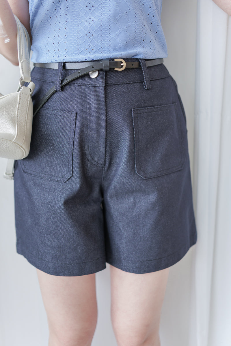 Denim shorts 西裝褲感高質挺牛仔棉短褲/ PT8466 (pre-order 8月10日截單）