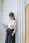 Rhombus Top 菱格花紋百搭彈性上衣/ TP9173 (white sold out)
