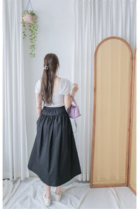 Button Skirt 腰封修腰設計口袋半裙/ SK8899 (black sold out)