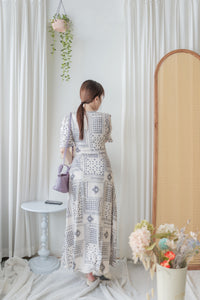Ethnic Dress 防皺彈性幾何圖案連衣裙/ DS9958 (white sold out)
