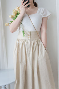 Button Skirt 腰封修腰設計口袋半裙/ SK8899 (black sold out)