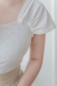 Rhombus Top 菱格花紋百搭彈性上衣/ TP9173 (white sold out)