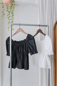 Dora Blouse 花邊領口橡筋腰上衣/ TP9168 (white sold out)