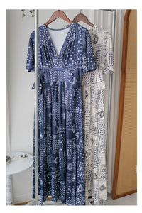 Ethnic Dress 防皺彈性幾何圖案連衣裙/ DS9958 (white sold out)