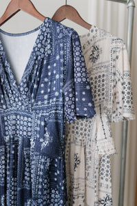 Ethnic Dress 防皺彈性幾何圖案連衣裙/ DS9958 (white sold out)