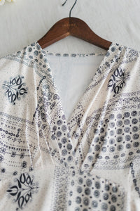 Ethnic Dress 防皺彈性幾何圖案連衣裙/ DS9958 (white sold out)