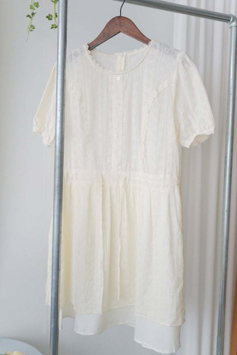 Lace Chiffon Dress 蕾絲膝上雙層連身裙/ DS9959