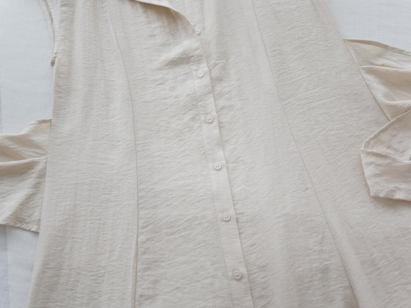 Front Twist Dress 杏色前綁帶簡約連身裙/ DS9972