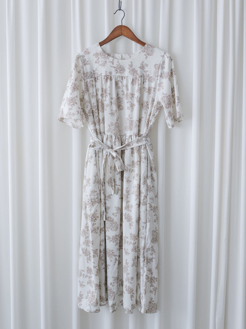 Bloom Dress 焦糖線條印花口袋修腰連身裙/ DS9965