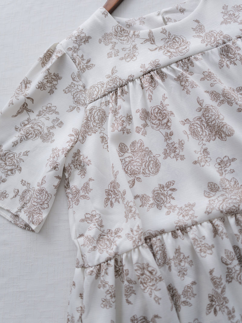 Bloom Dress 焦糖線條印花口袋修腰連身裙/ DS9965
