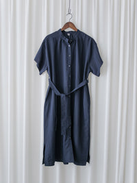 （售完即止) Navy Dress 深藍修腰側開叉連身裙/ DS9977