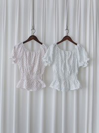 Textured Floral Shirring Top 輕柔印花壓紋荷葉邊上衣/ TP9179