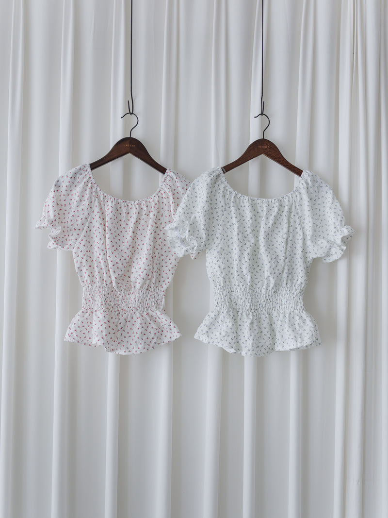 Textured Floral Shirring Top 輕柔印花壓紋荷葉邊上衣/ TP9179