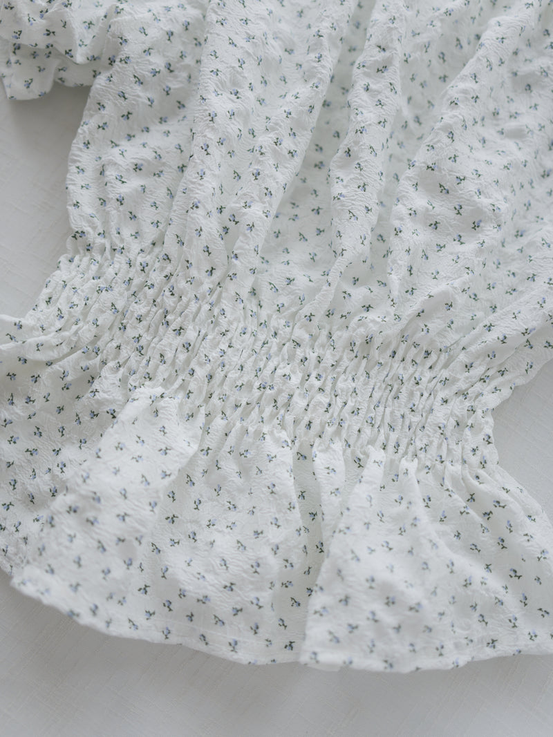 Textured Floral Shirring Top 輕柔印花壓紋荷葉邊上衣/ TP9179