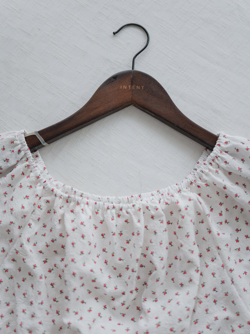 Textured Floral Shirring Top 輕柔印花壓紋荷葉邊上衣/ TP9179