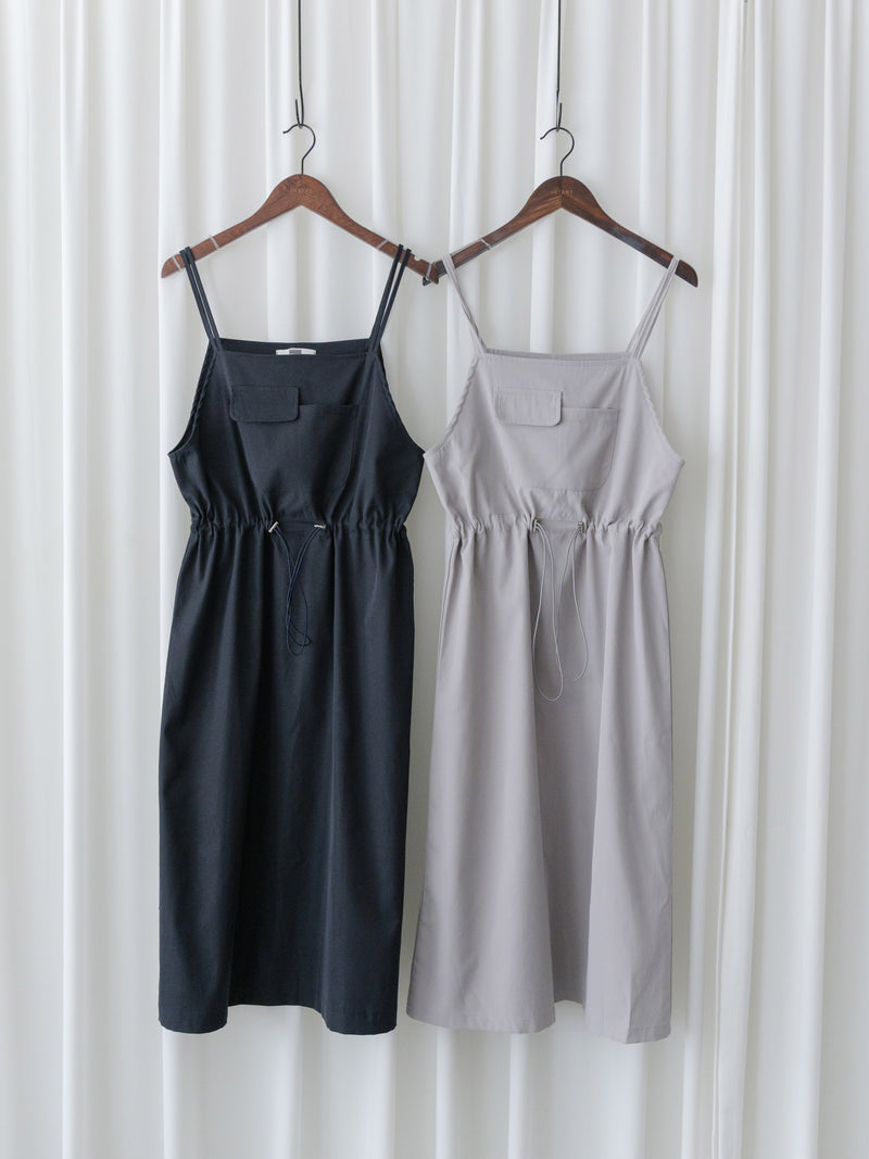 Adjustable Jumpskirt Dress 隨性前口袋抽繩雙吊帶裙/ DS9971