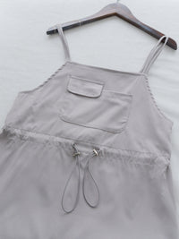 Adjustable Jumpskirt Dress 隨性前口袋抽繩雙吊帶裙/ DS9971