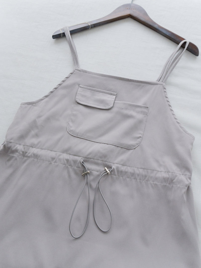 Adjustable Jumpskirt Dress 隨性前口袋抽繩雙吊帶裙/ DS9971