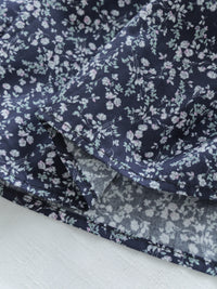Floral Tiered Skirt 深藍漫步手繪碎花層次長裙/ SK8905