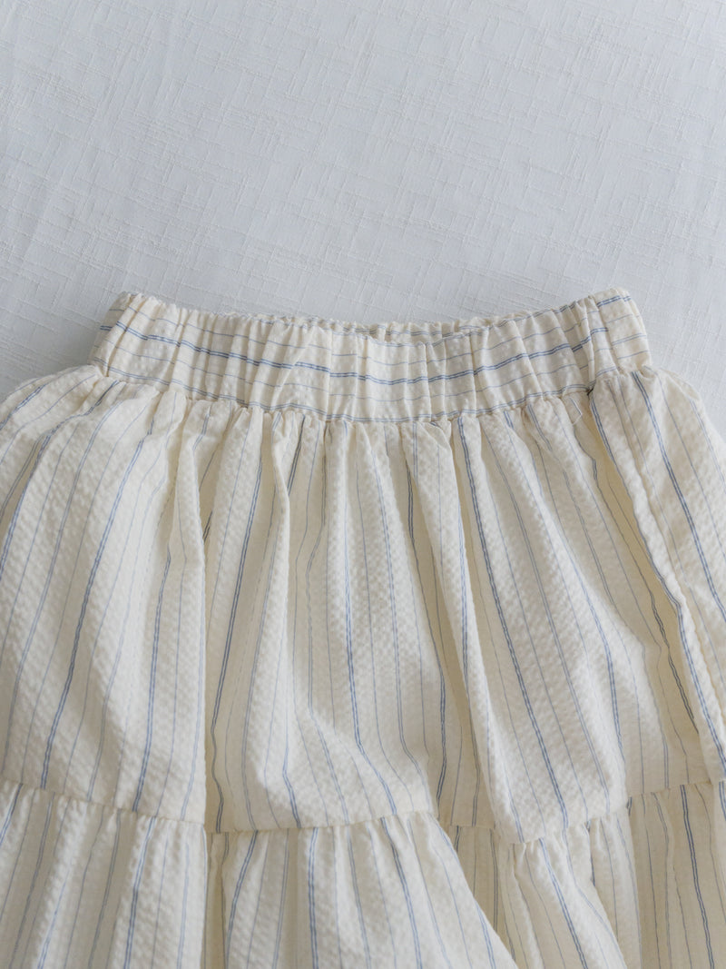 Stripe Ribbon Skirt 法式條紋層次長裙/ SK8903