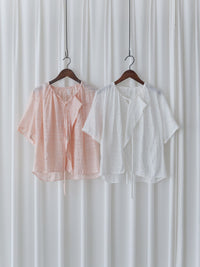 champagne Ribbon Blouse 輕柔質感繫帶紋理上衣/ BU9112