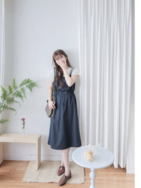 Adjustable Jumpskirt Dress 隨性前口袋抽繩雙吊帶裙/ DS9971