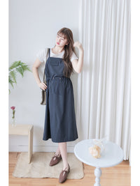 Adjustable Jumpskirt Dress 隨性前口袋抽繩雙吊帶裙/ DS9971