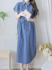 [ 限時重開訂購🕣 ] Chambray Shirt Dress 日常無肩線牛仔恤衫連身裙/ DS9973 (Pre-order 6月11日截單）