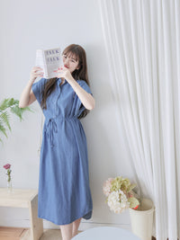 [ 限時重開訂購🕣 ] Chambray Shirt Dress 日常無肩線牛仔恤衫連身裙/ DS9973 (Pre-order 6月11日截單）