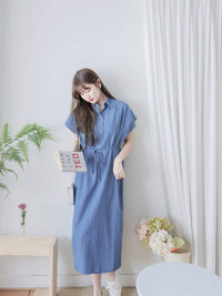 [ 限時重開訂購🕣 ] Chambray Shirt Dress 日常無肩線牛仔恤衫連身裙/ DS9973 (Pre-order 6月11日截單）