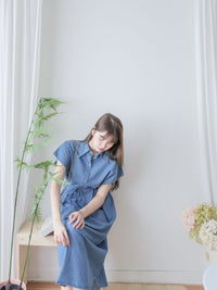 Chambray Shirt Dress 日常無肩線牛仔恤衫連身裙/ DS9973
